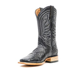 Pirarucu Black Boots - Embossed Leather - Square Toe (E687)