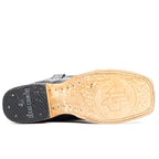 Pirarucu Black Boots - Embossed Leather - Square Toe (E687)