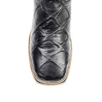 Pirarucu Black Boots - Embossed Leather - Square Toe (E687)