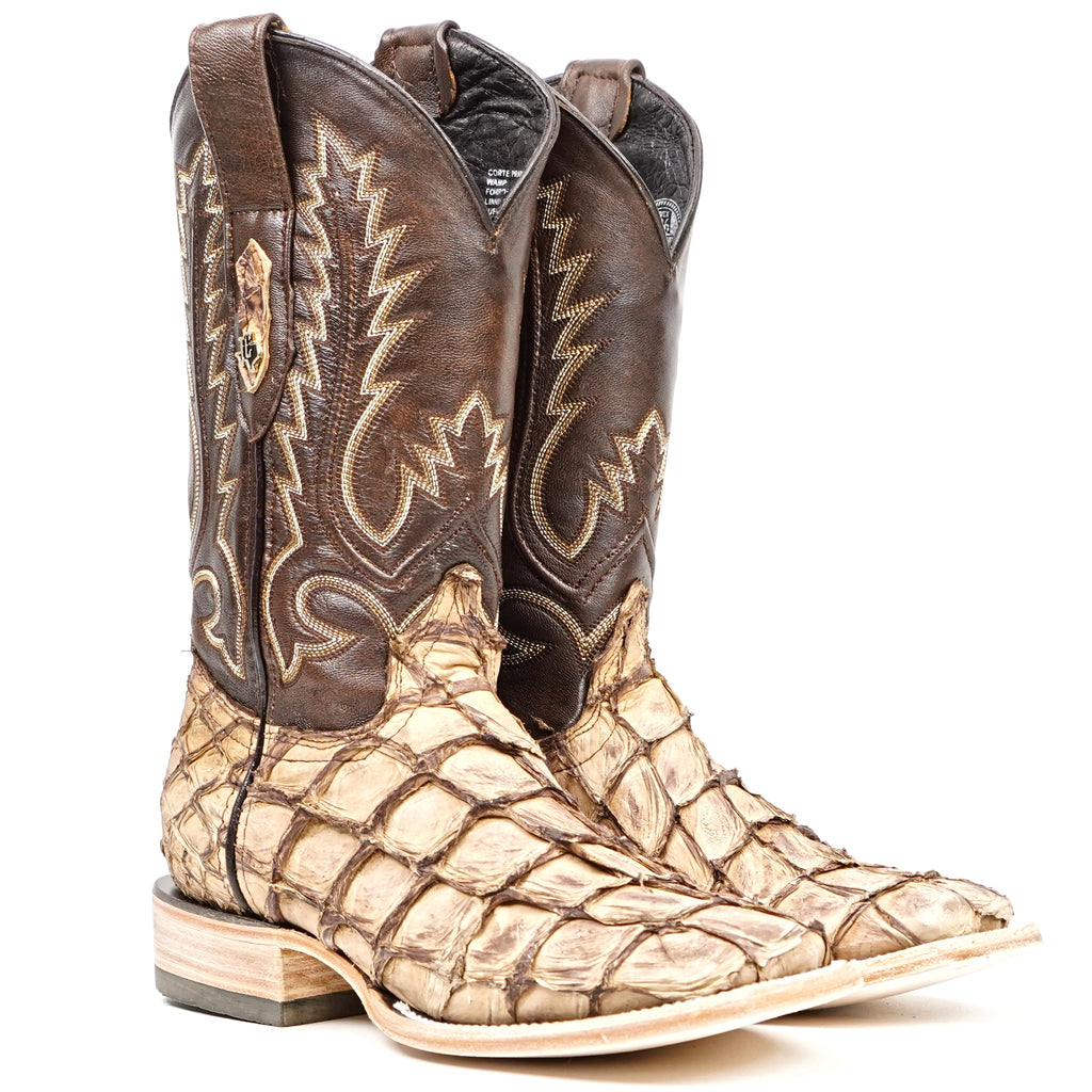 Connor Pirarucu Fish Boots - Sand - Square Toe (PZ60)