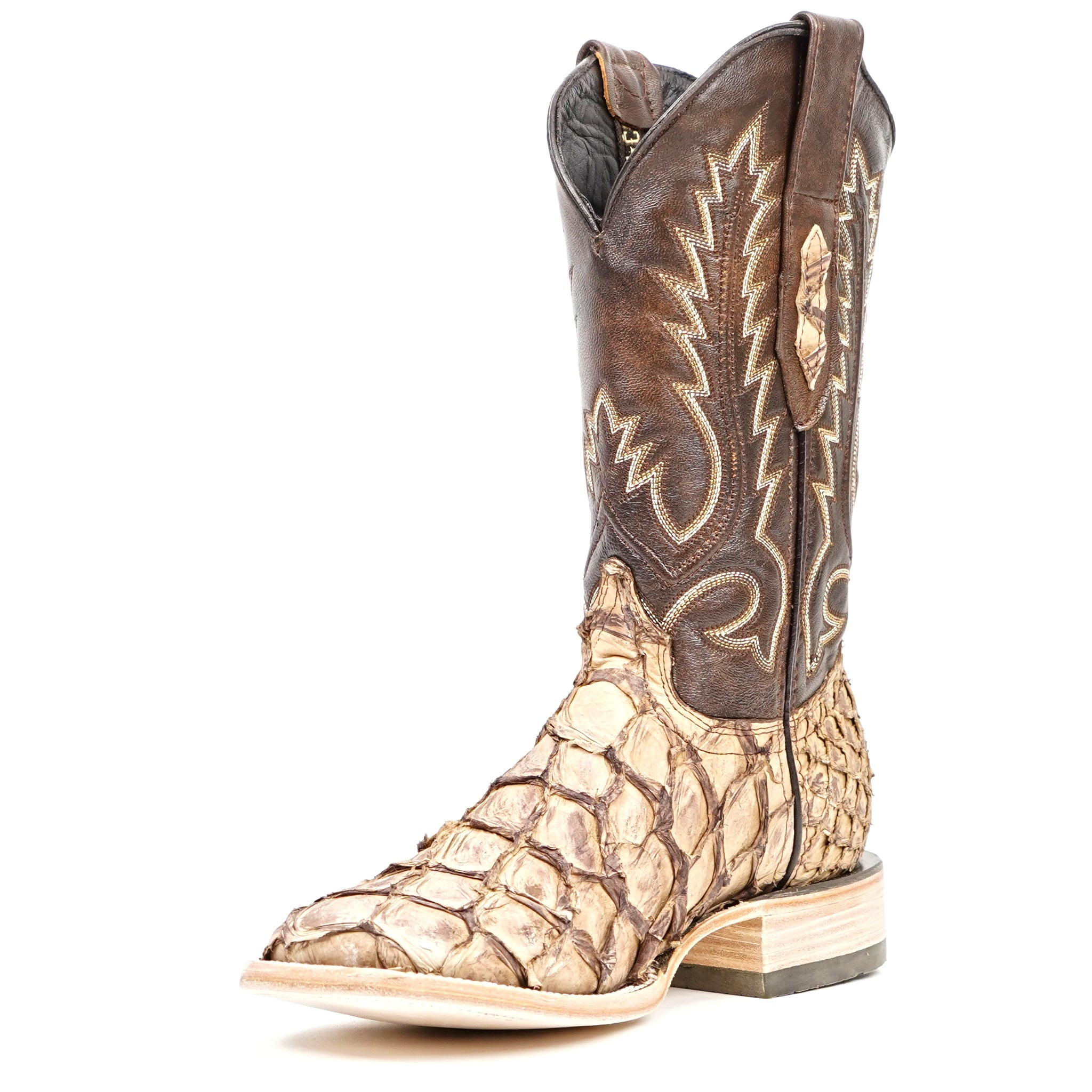 Connor Pirarucu Fish Boots - Sand - Square Toe (PZ60)