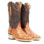 Austin Ostrich Boots - Brandy - Roper Toe (AV201)