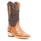 Austin Ostrich Boots - Brandy - Roper Toe (AV201)