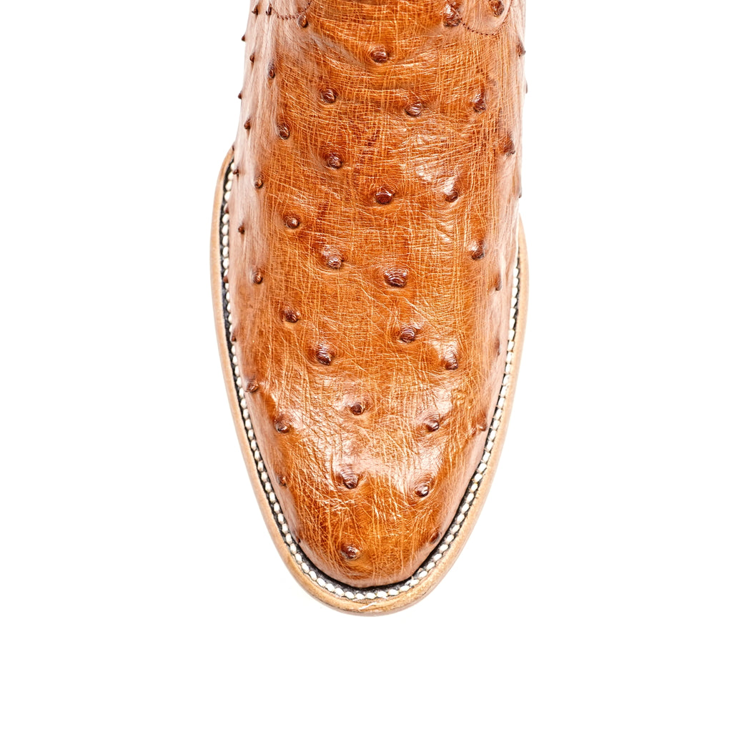 Austin Ostrich Boots - Brandy - Roper Toe (AV201)