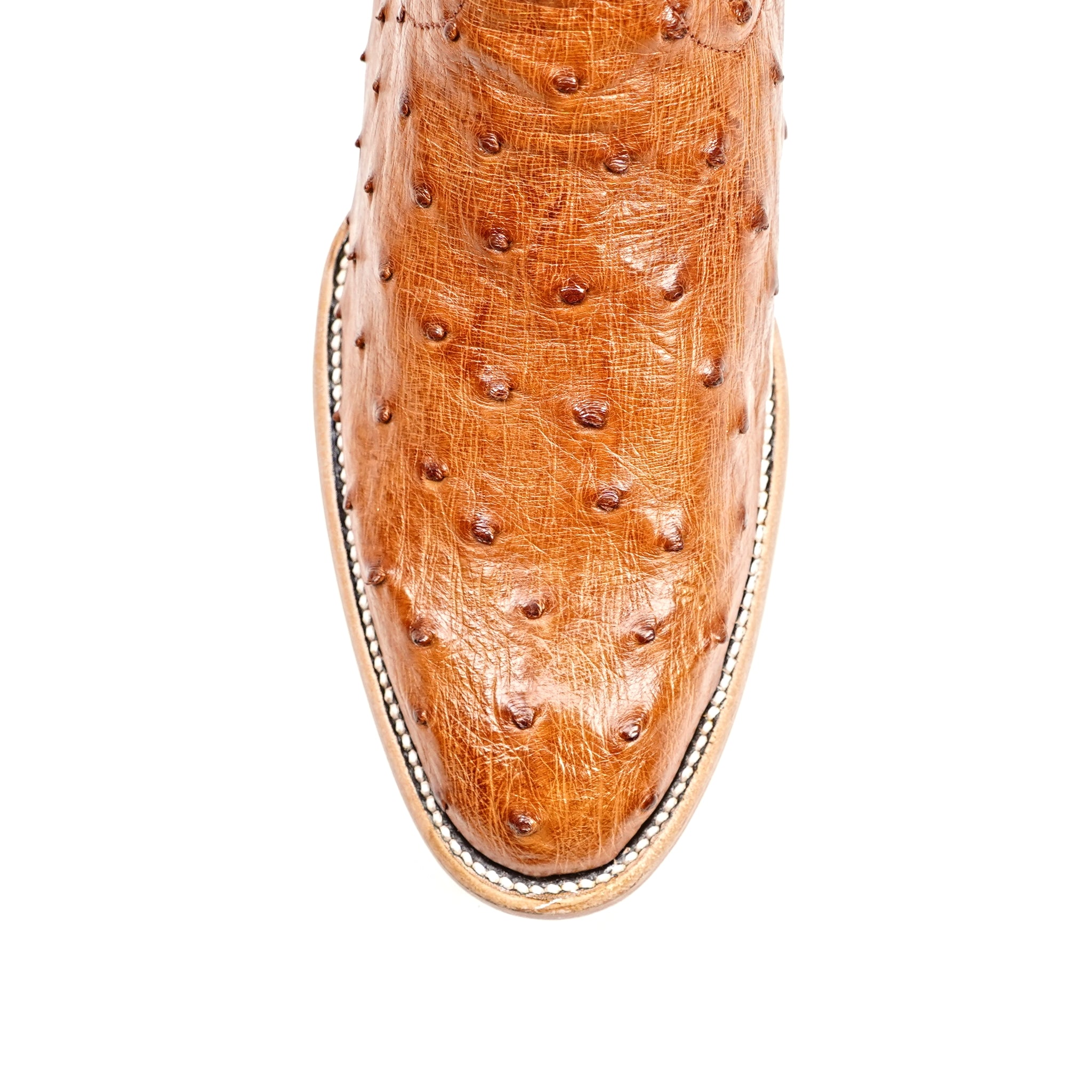 Austin Ostrich Boots - Brandy - Roper Toe (AV201)