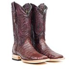 Rhodes Caiman Belly Boots - Wine - Square Toe (LM10)