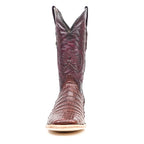 Rhodes Caiman Belly Boots - Wine - Square Toe (LM10)