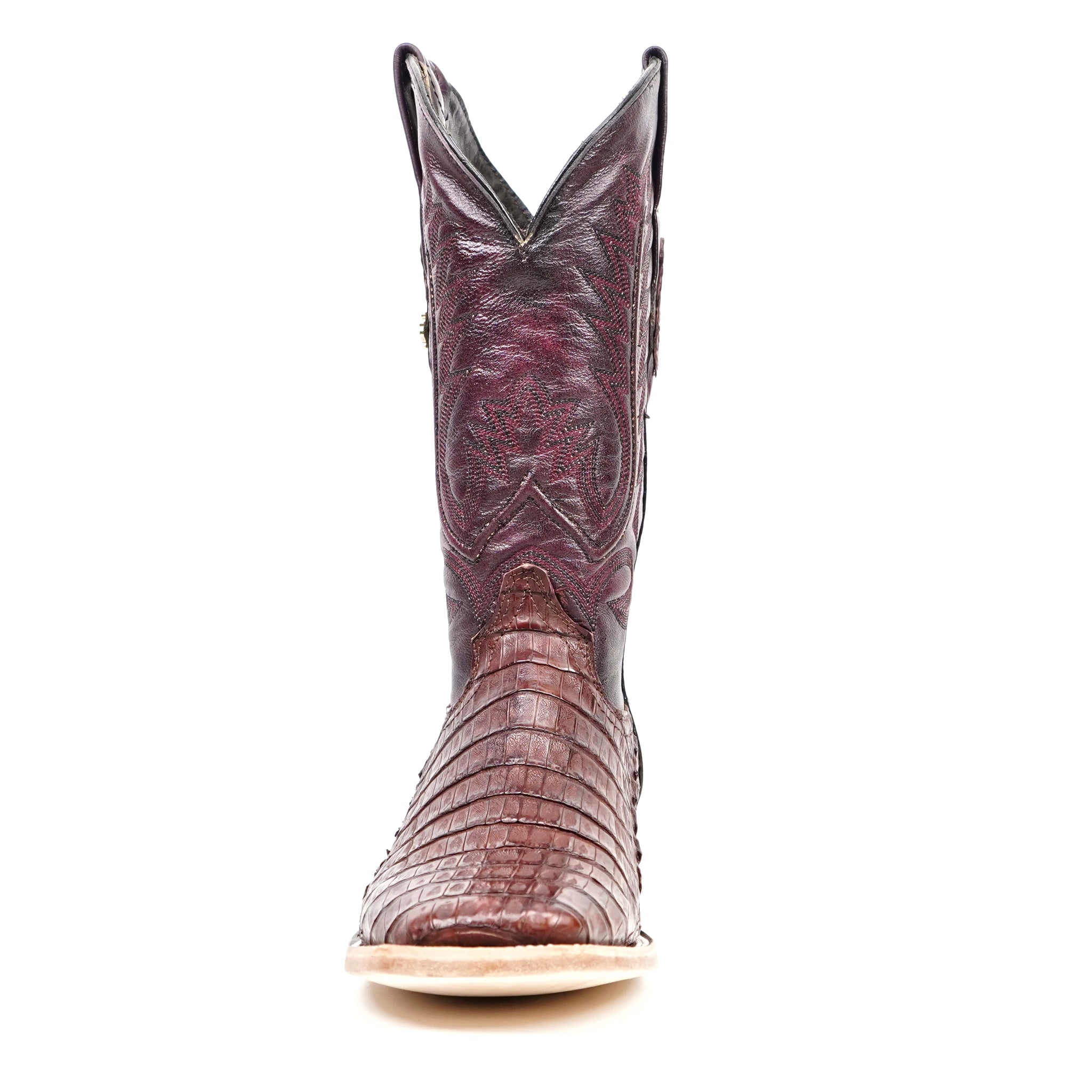 Rhodes Caiman Belly Boots - Wine - Square Toe (LM10)