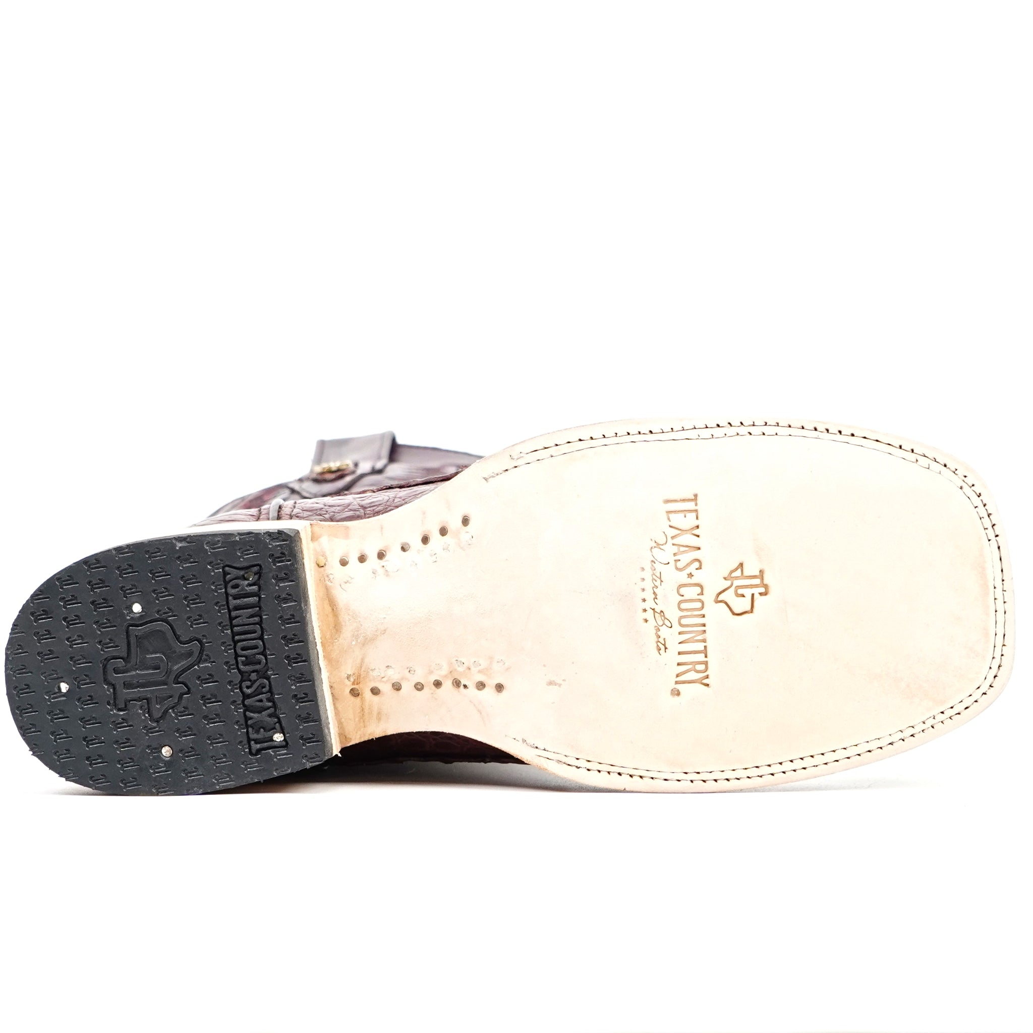 Rhodes Caiman Belly Boots - Wine - Square Toe (LM10)