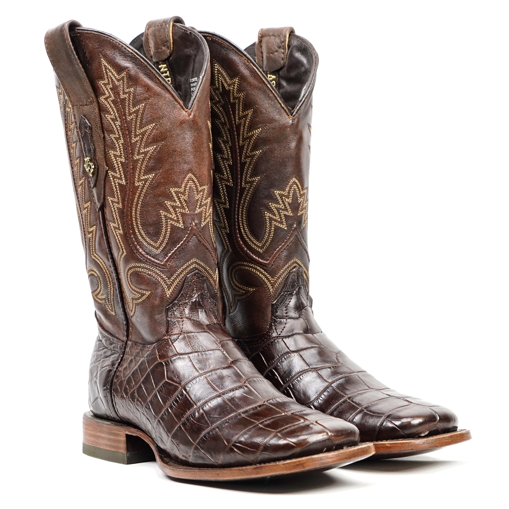 James Alligator Belly Boots - Brown - Square Toe (LG10)