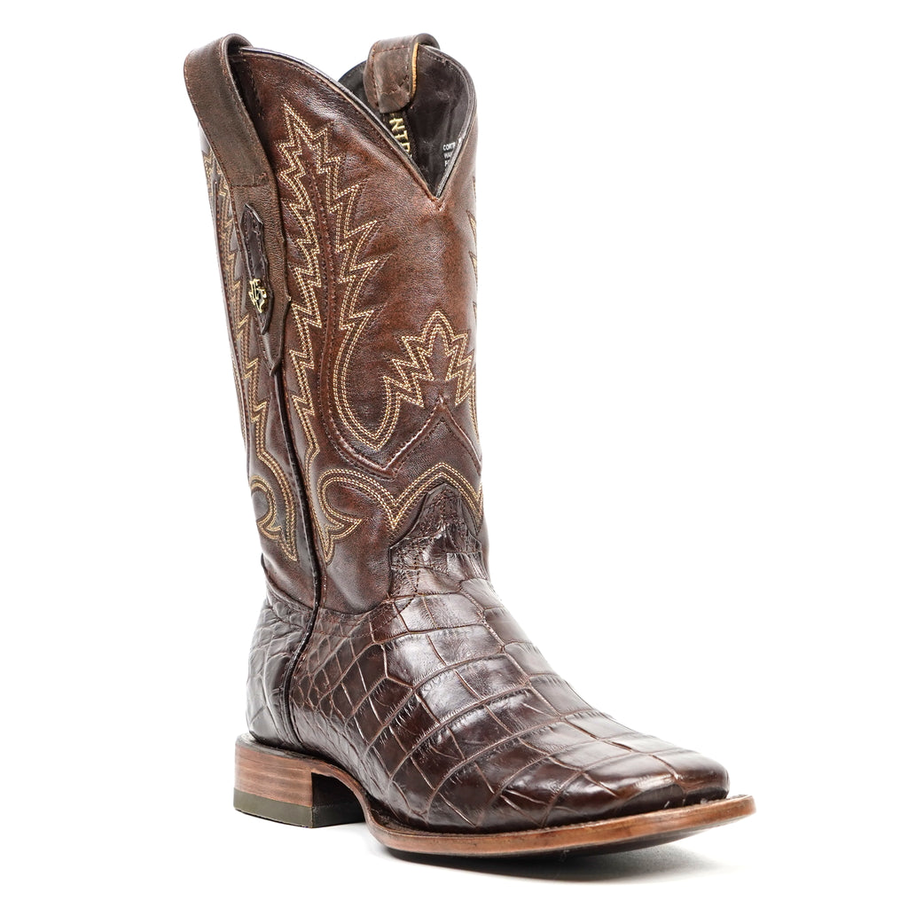 James Alligator Belly Boots - Brown - Square Toe (LG10)