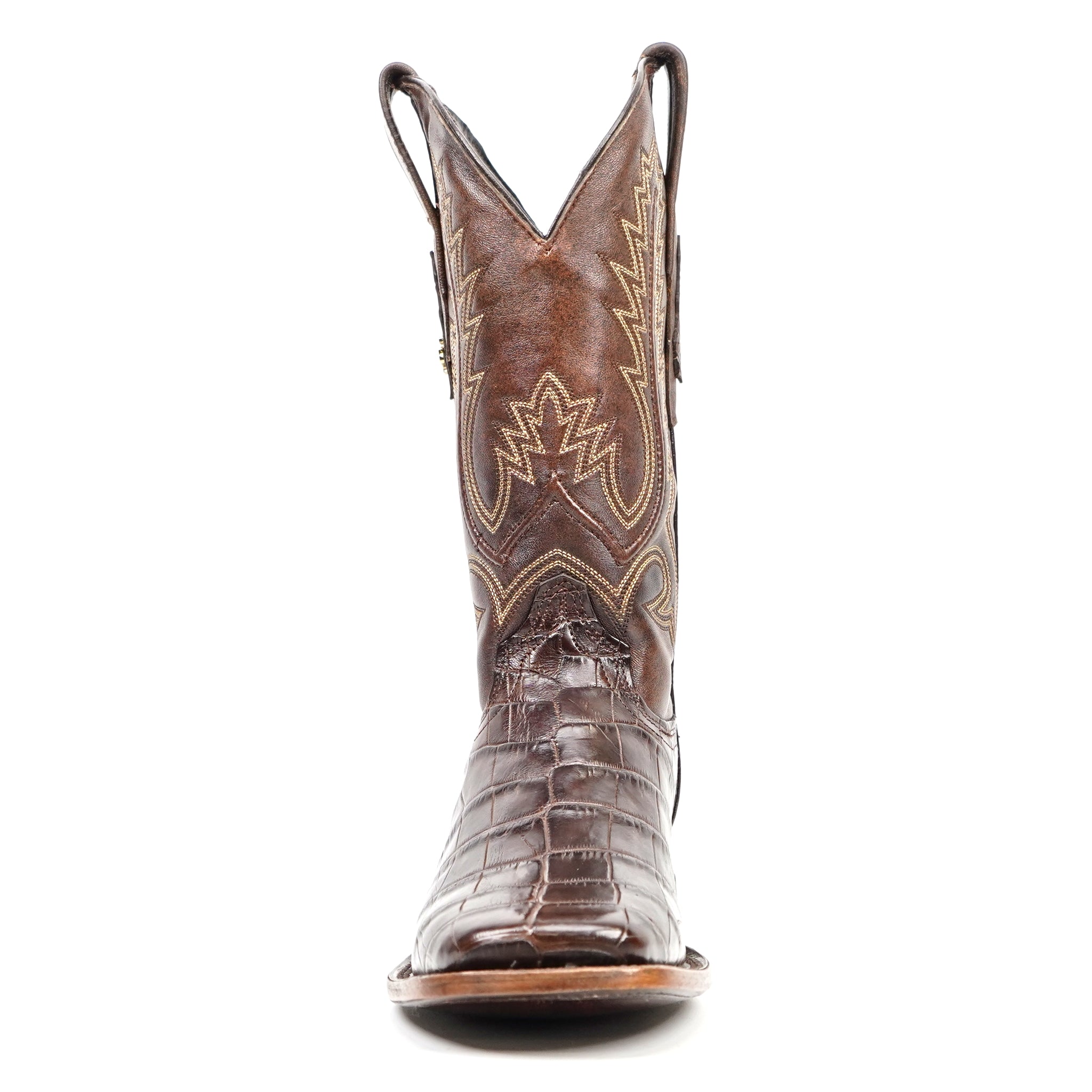 James Alligator Belly Boots - Brown - Square Toe (LG10)