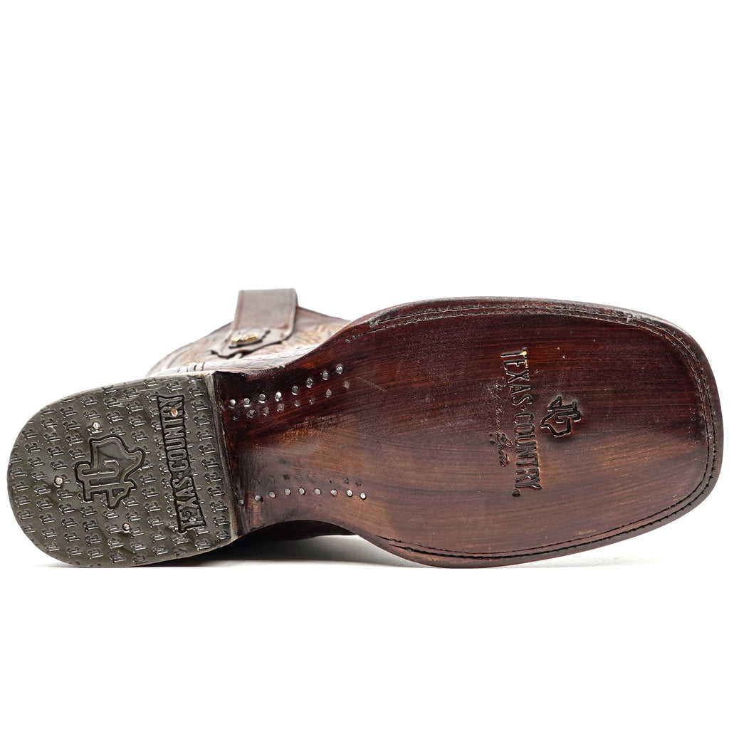 James Alligator Belly Boots - Brown - Square Toe (LG10)