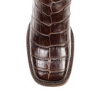 James Alligator Belly Boots - Brown - Square Toe (LG10)