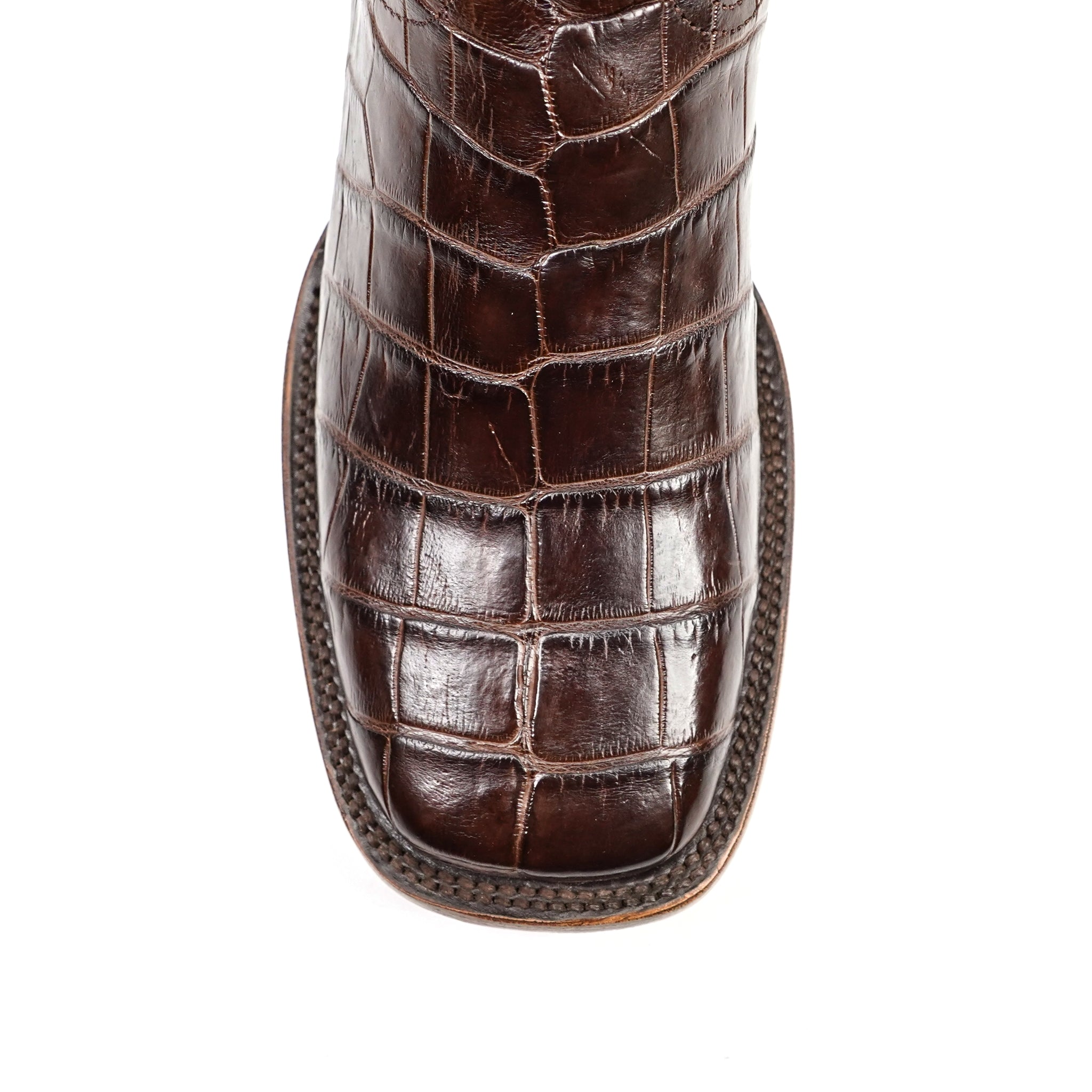 James Alligator Belly Boots - Brown - Square Toe (LG10)