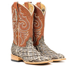 Butch Pirarucu Fish Boots - Light Gray - Square Toe