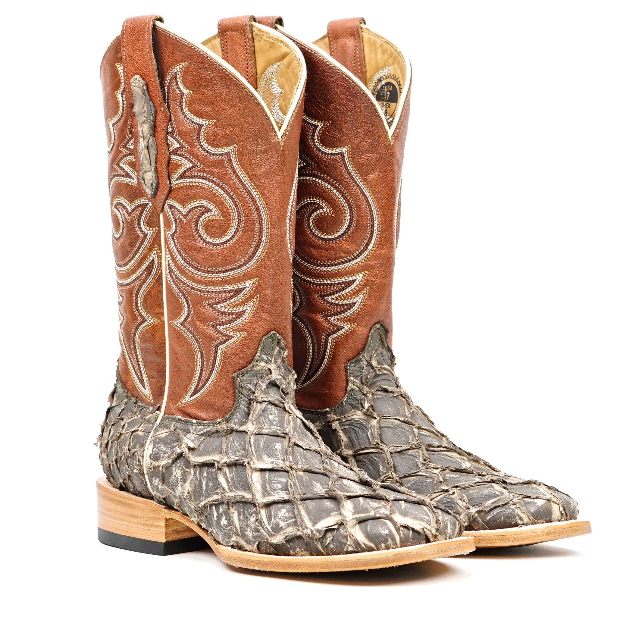 Butch Pirarucu Fish Boots - Light Gray - Square Toe