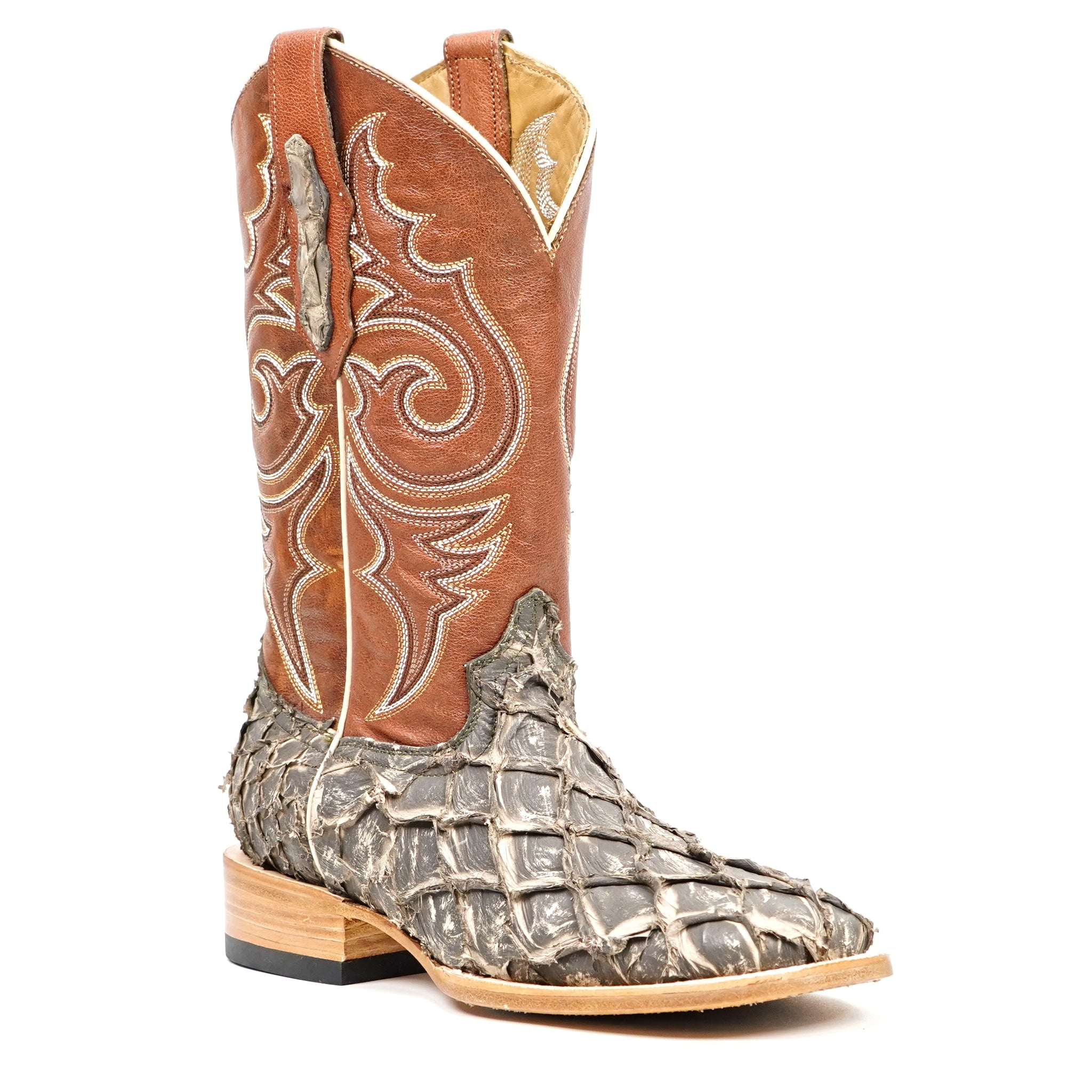 Butch Pirarucu Fish Boots - Light Gray - Square Toe