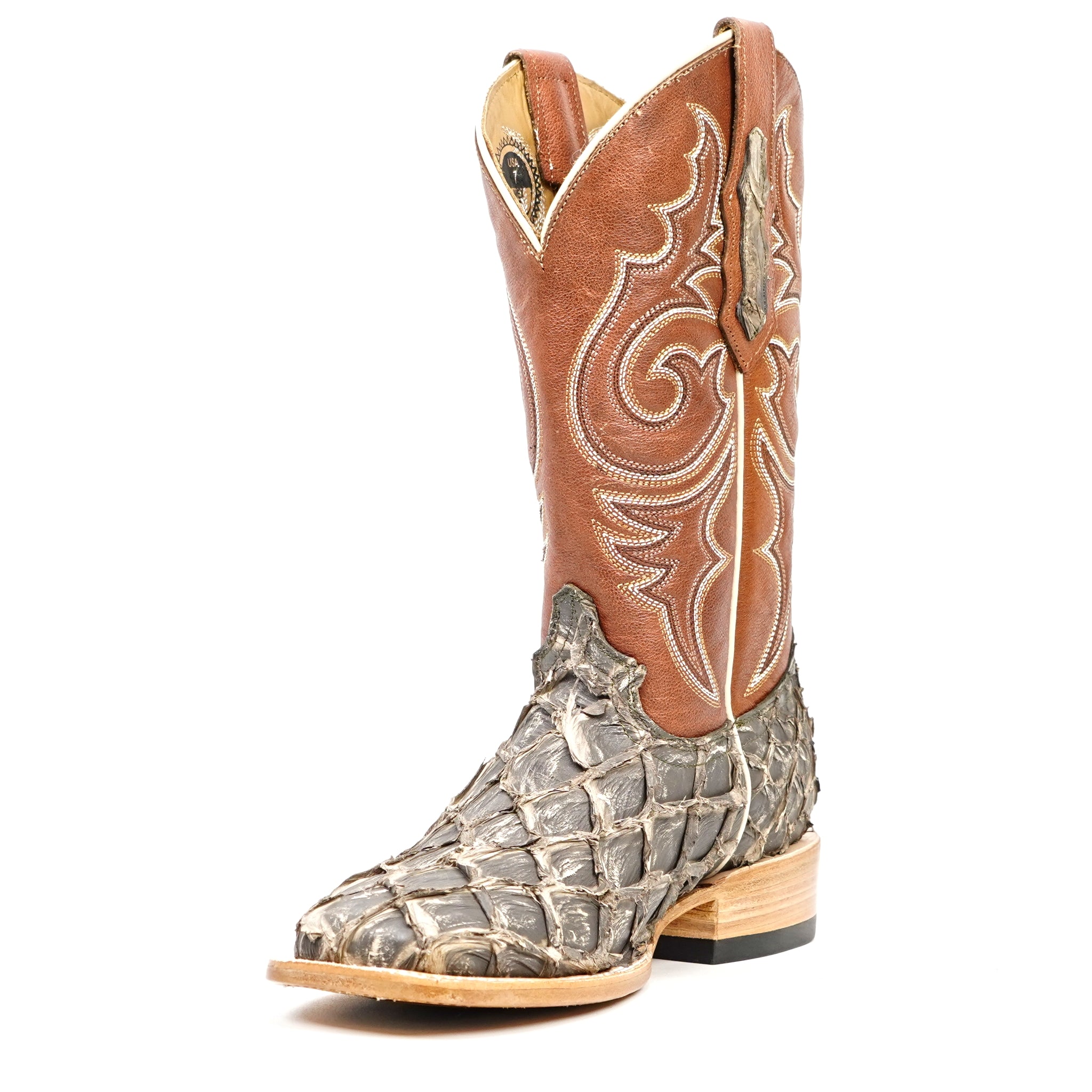 Butch Pirarucu Fish Boots - Light Gray - Square Toe