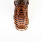 Chocolate Python - Embossed Leather Kids Boots - Square Toe (K11-1)