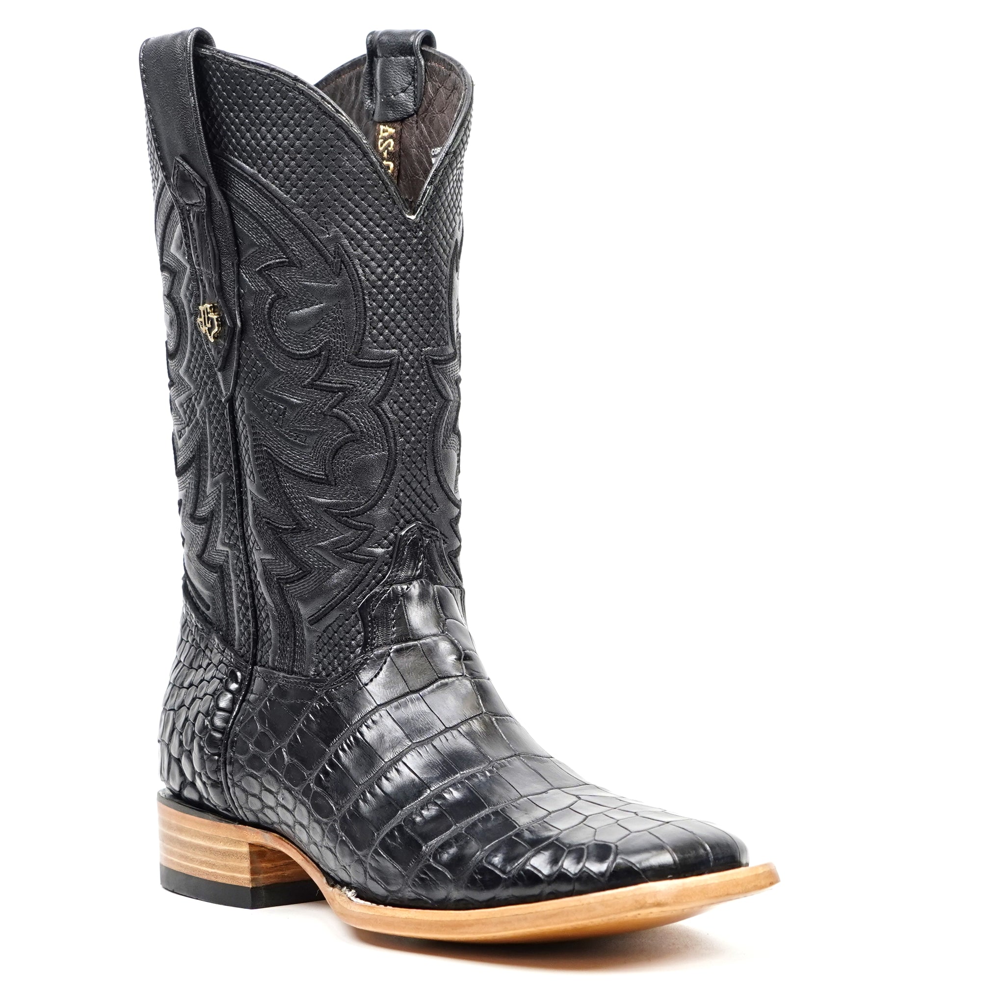 James Alligator Belly Boots - Black - Square Toe (LG10)