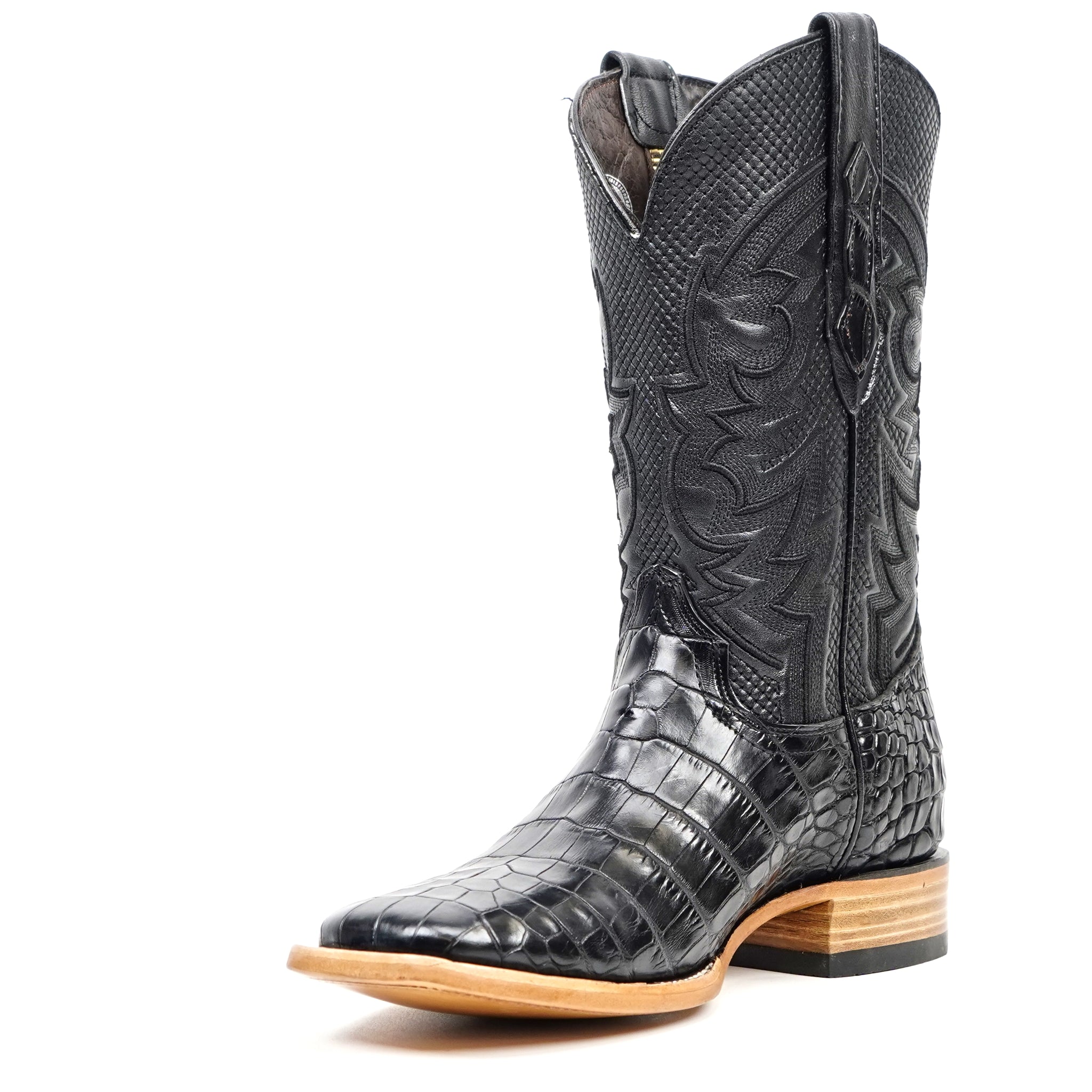 James Alligator Belly Boots - Black - Square Toe (LG10)