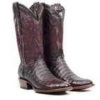 Rhodes Caiman Belly Boots - Black Cherry - Roper Toe (LM220)