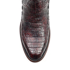Rhodes Caiman Belly Boots - Black Cherry - Roper Toe (LM220)