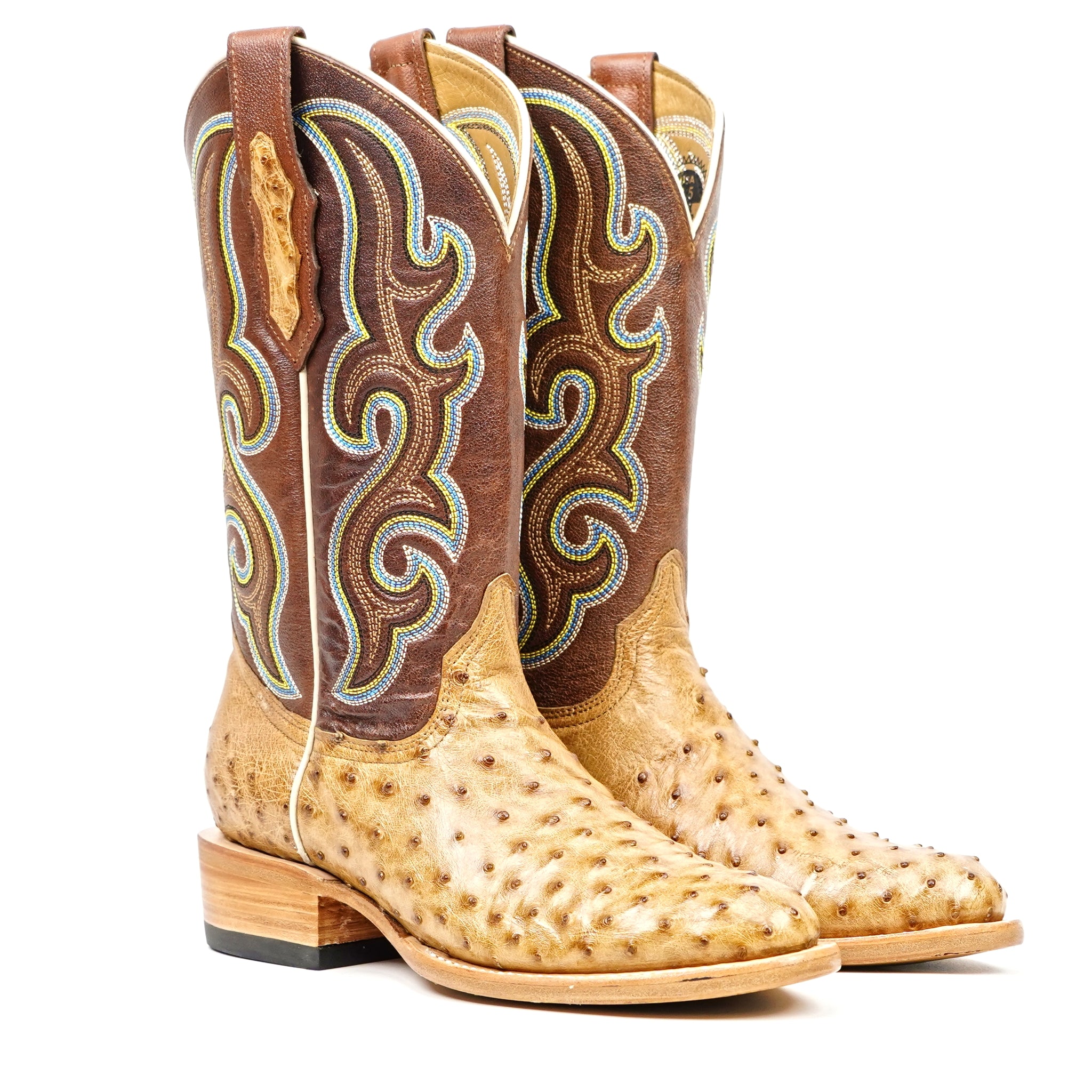 Ridge Ostrich Boots - Fawn - Roper Toe