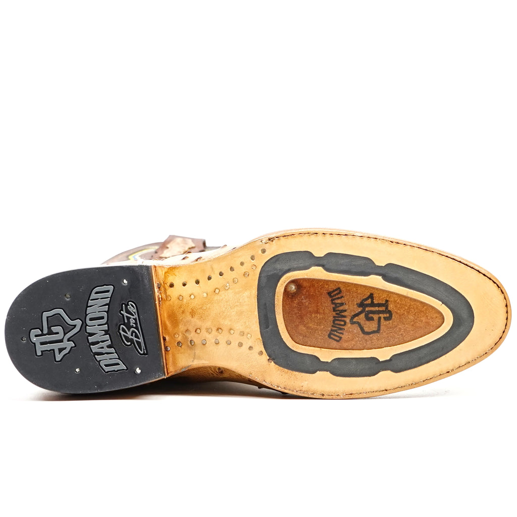 Ridge Ostrich Boots - Fawn - Roper Toe