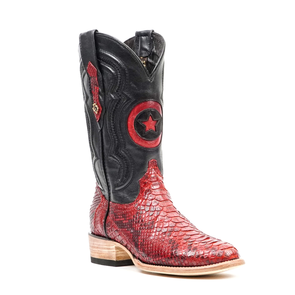 Tanner Python Boots - Red - Rodeo Toe (PT10)