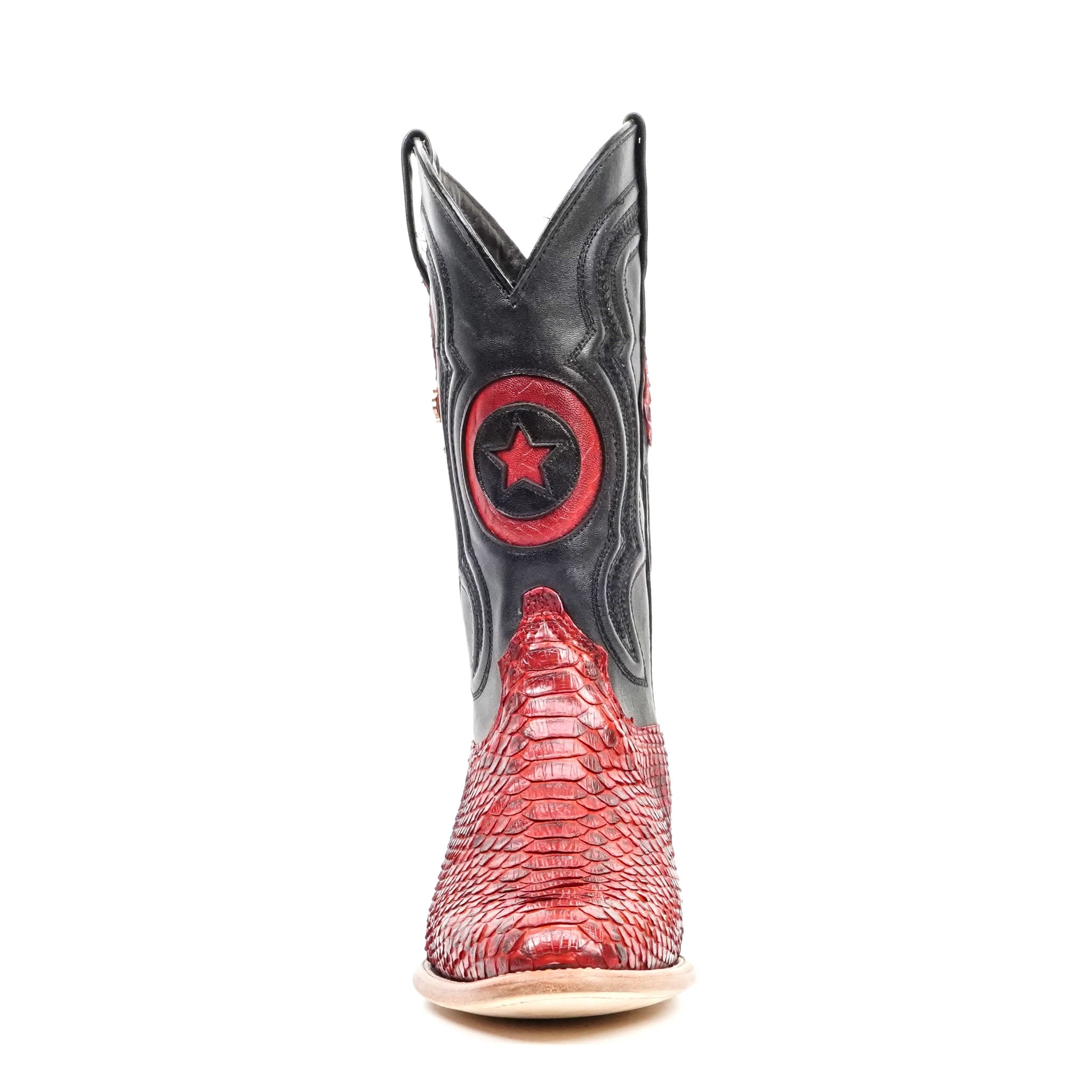 Tanner Python Boots - Red - Rodeo Toe (PT10)