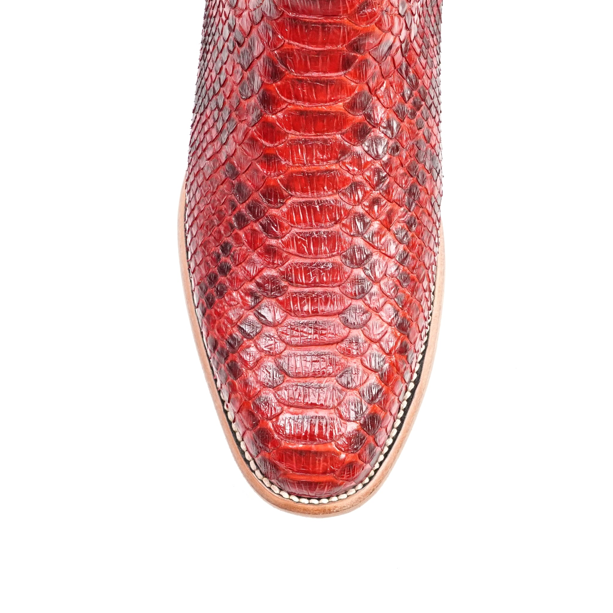 Tanner Python Boots - Red - Rodeo Toe (PT10)