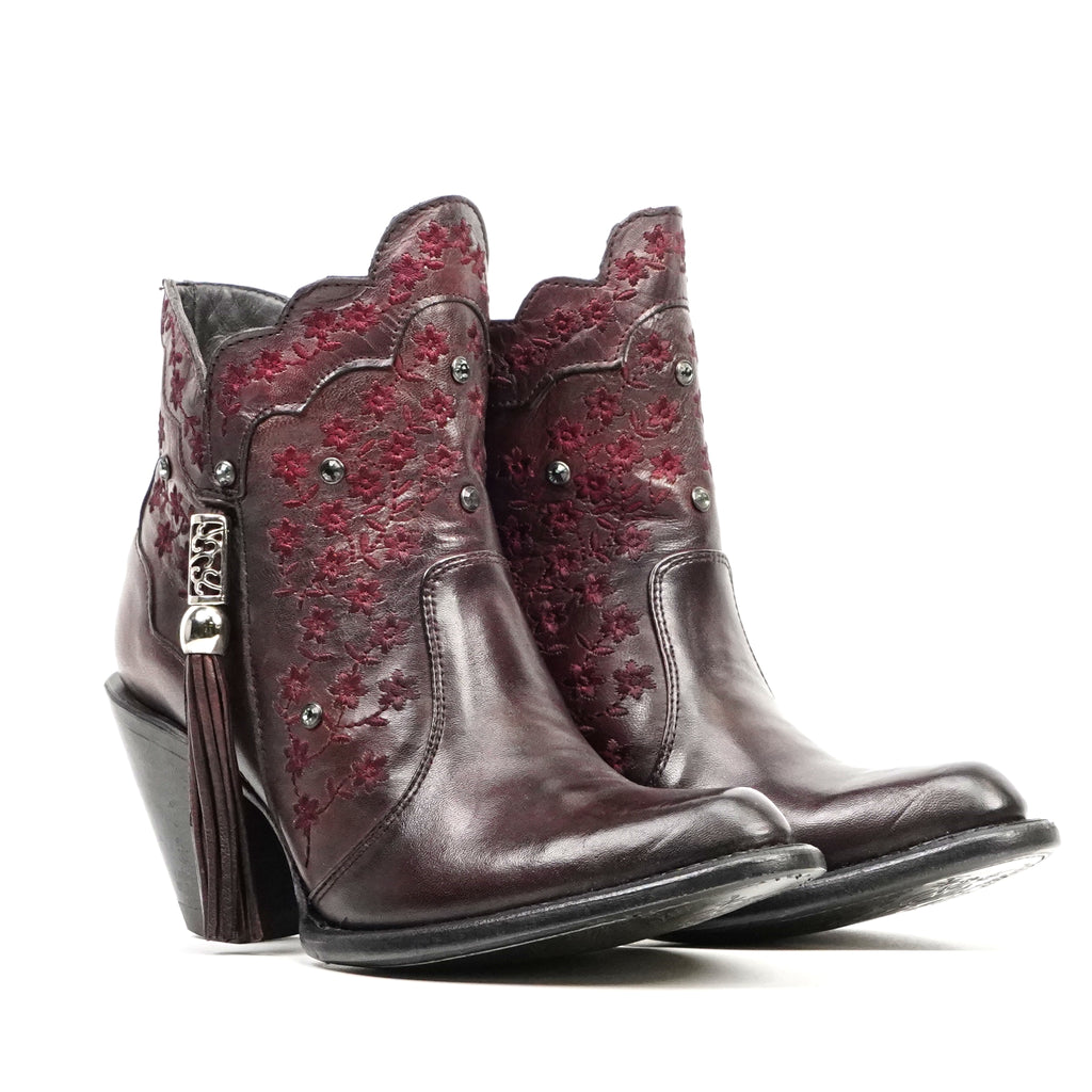 Ximena Wine Red Booties - J Toe