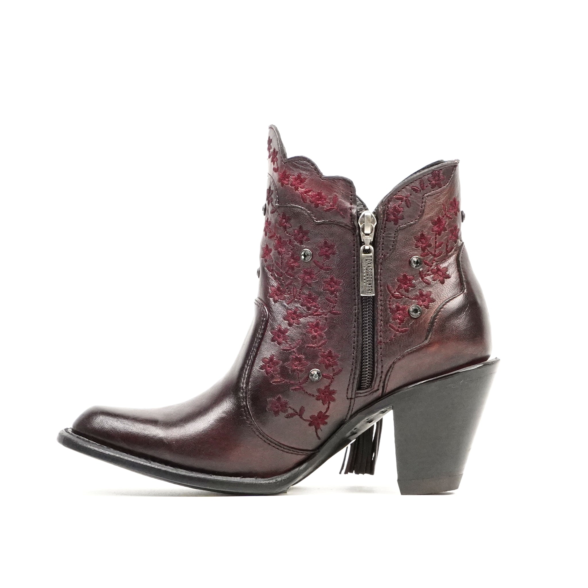 Ximena Wine Red Booties - J Toe