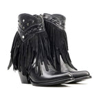 Austin Frills Black Booties - J Toe