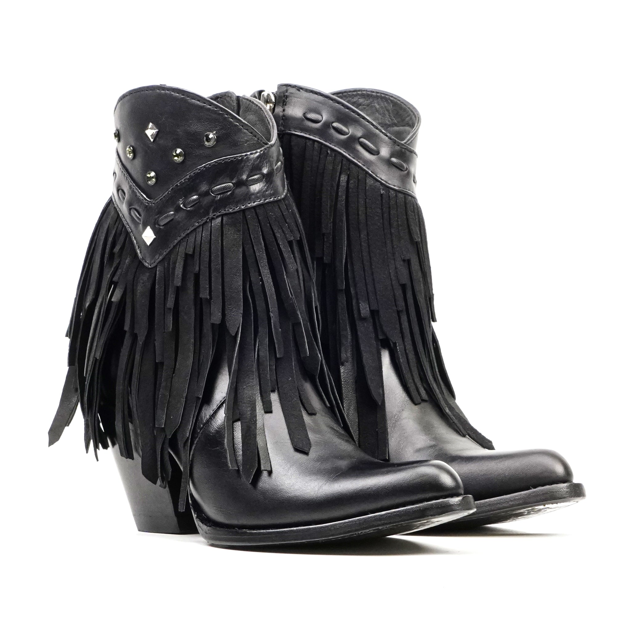 Austin Frills Black Booties - J Toe