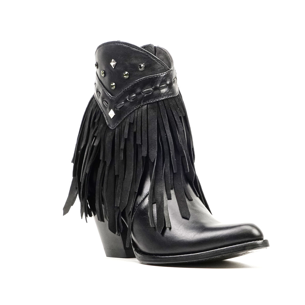 Austin Frills Black Booties - J Toe
