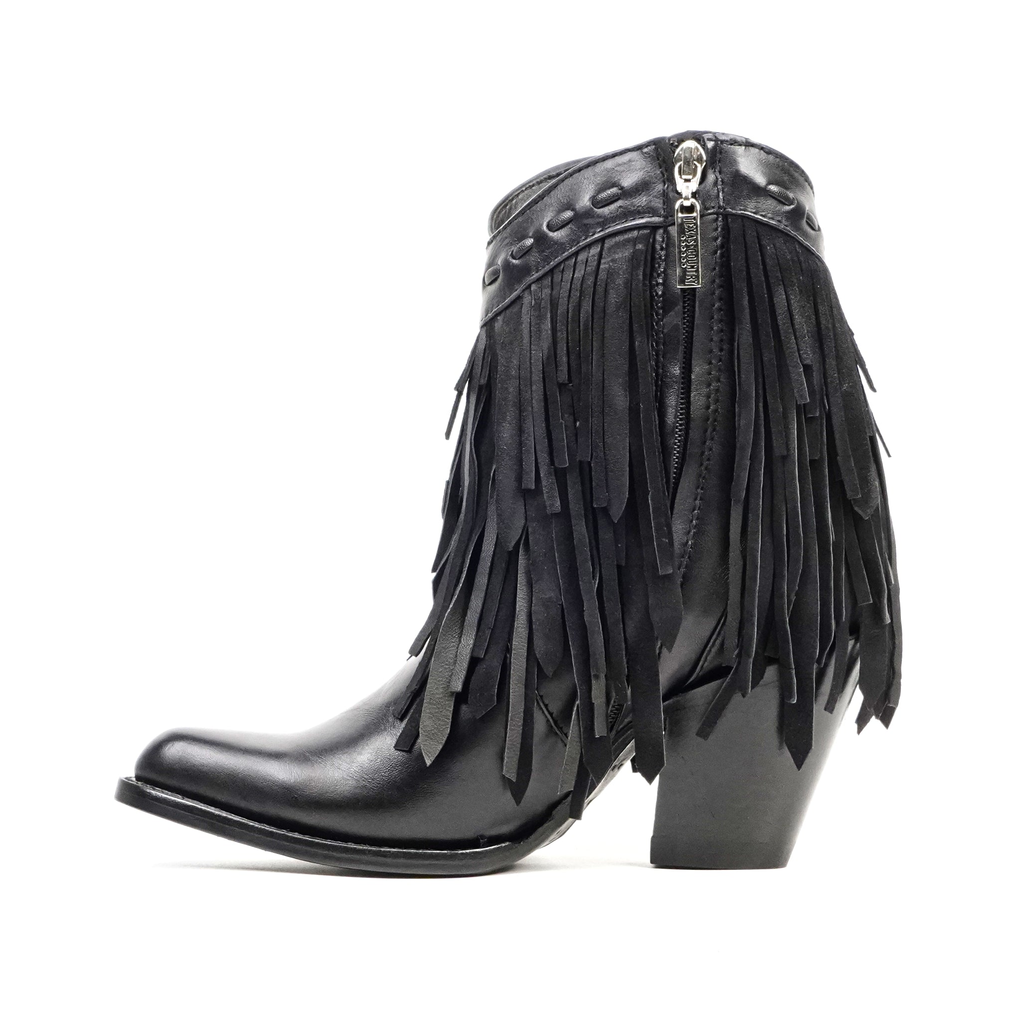 Austin Frills Black Booties - J Toe