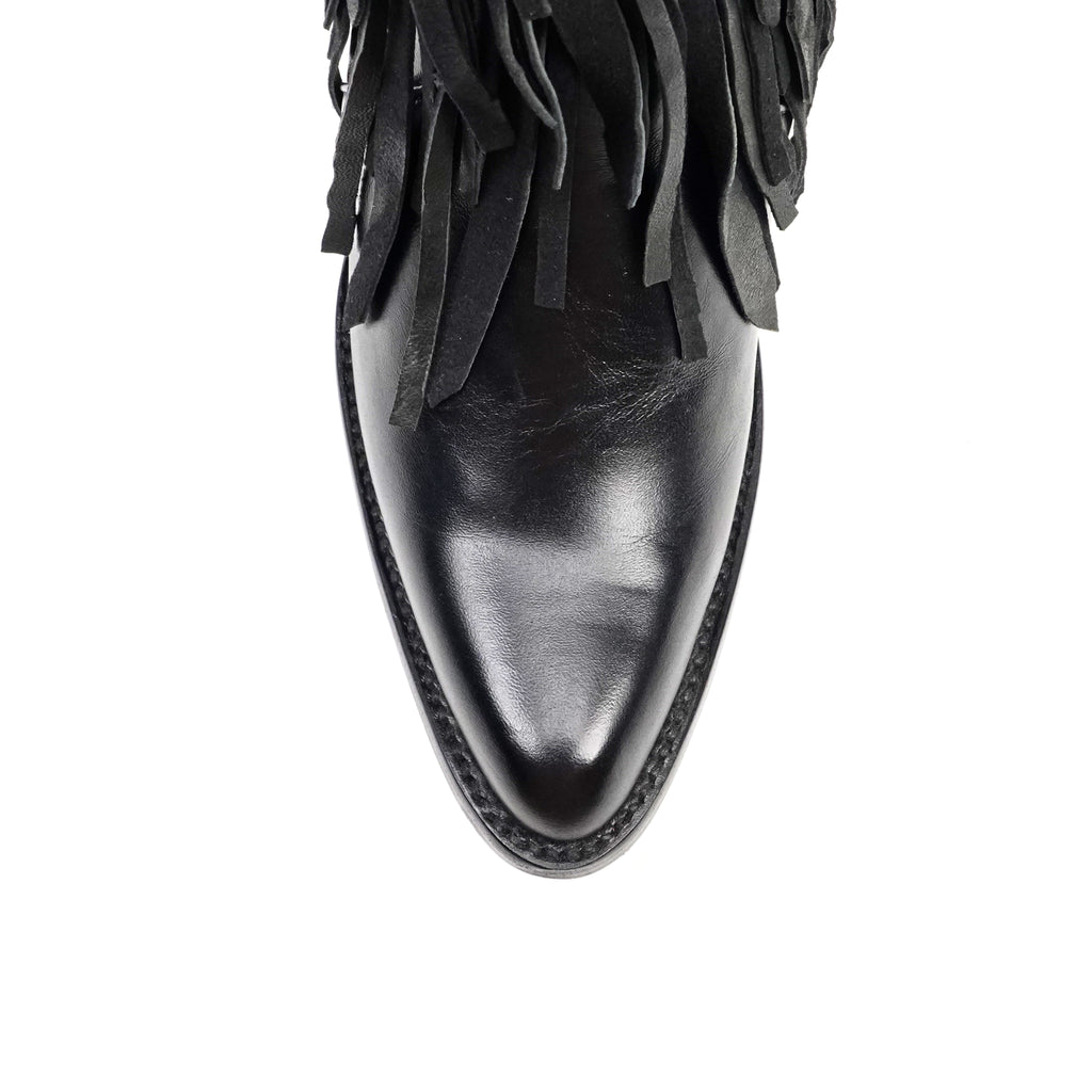 Austin Frills Black Booties - J Toe