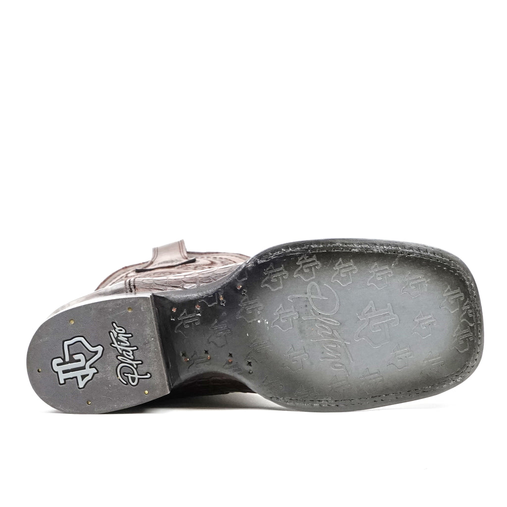 Platinum Alligator Lower Belly Boots - Tobacco - Square Toe