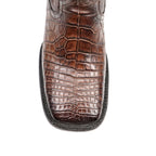 Platinum Alligator Lower Belly Boots - Tobacco - Square Toe
