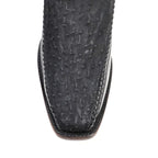 Platinum Ostrich Nubuck Black Zip Ankle Boots - Narrow Square Toe