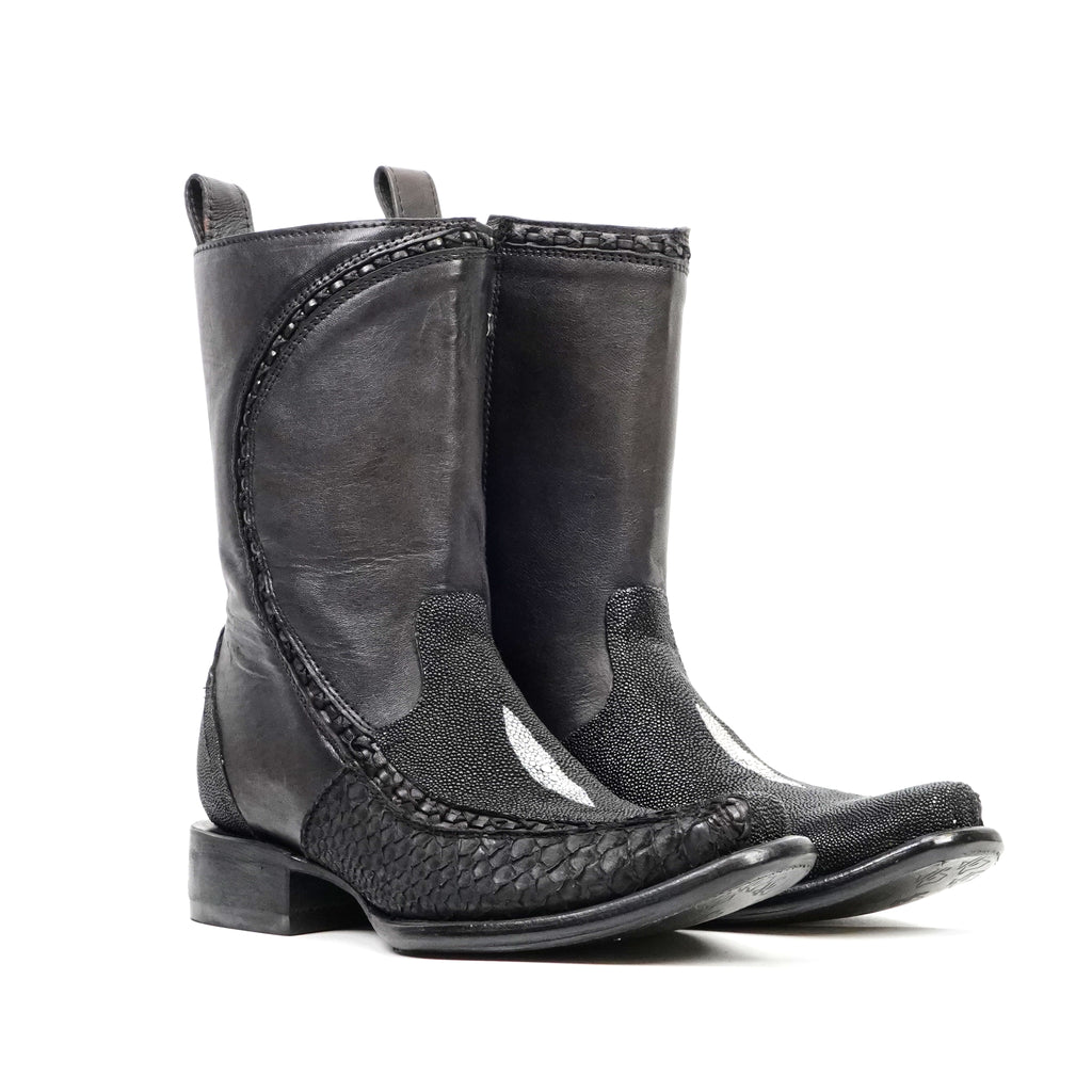 Stingray & Python Short Boots - Narrow Square Toe