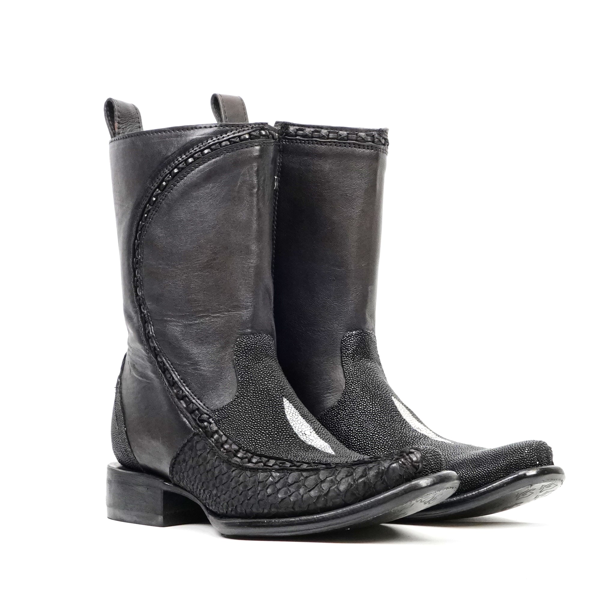 Stingray & Python Short Boots - Narrow Square Toe