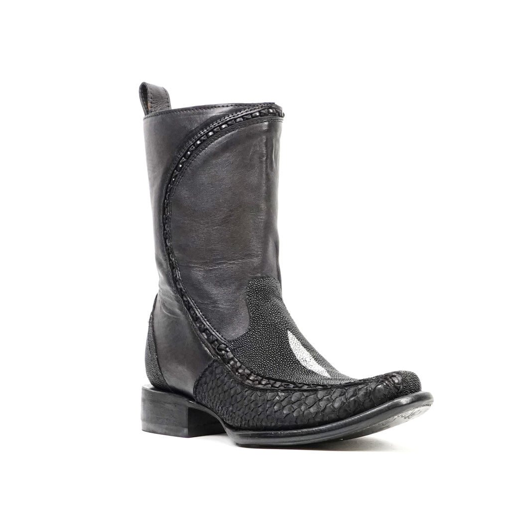 Stingray & Python Short Boots - Narrow Square Toe