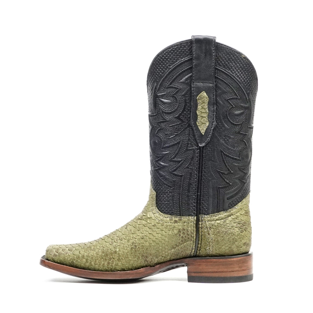 Tanner Python Boots - Jungle Green - Rodeo Toe (PN100)