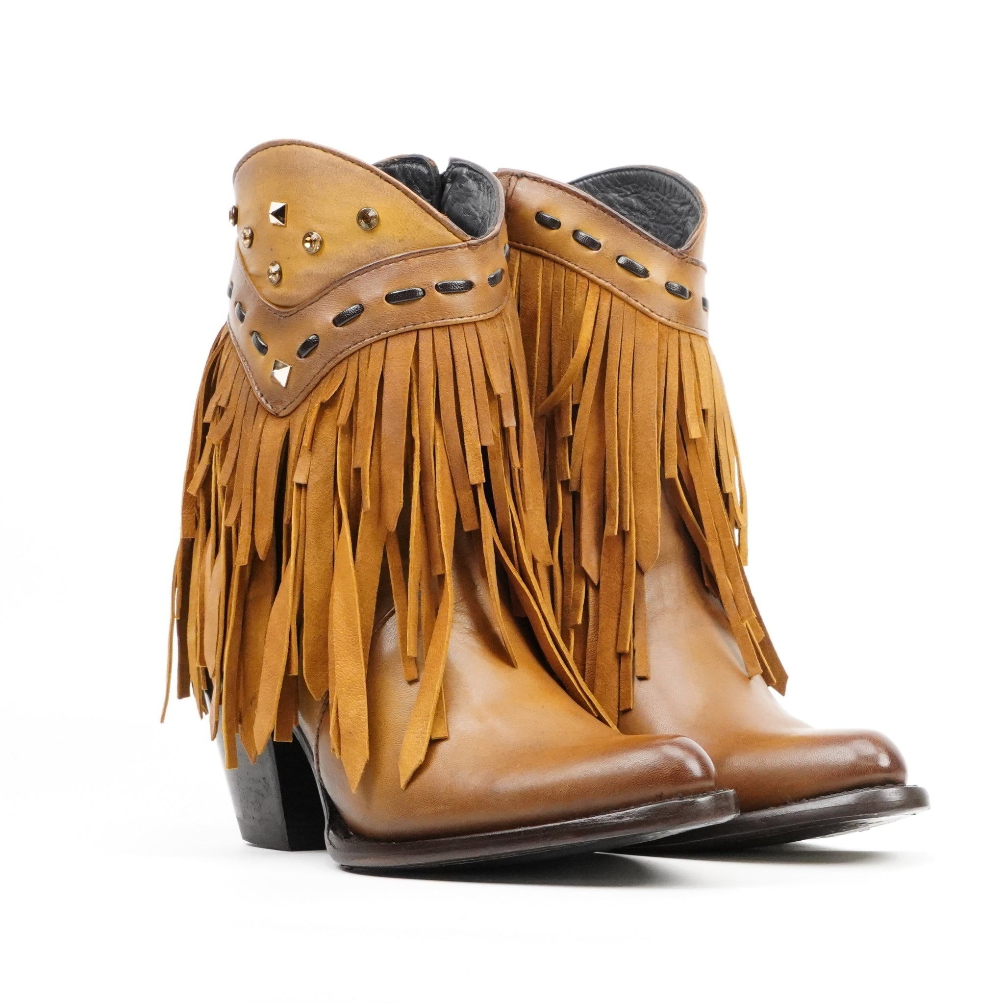 Austin Frills Honey Tan Booties - J Toe