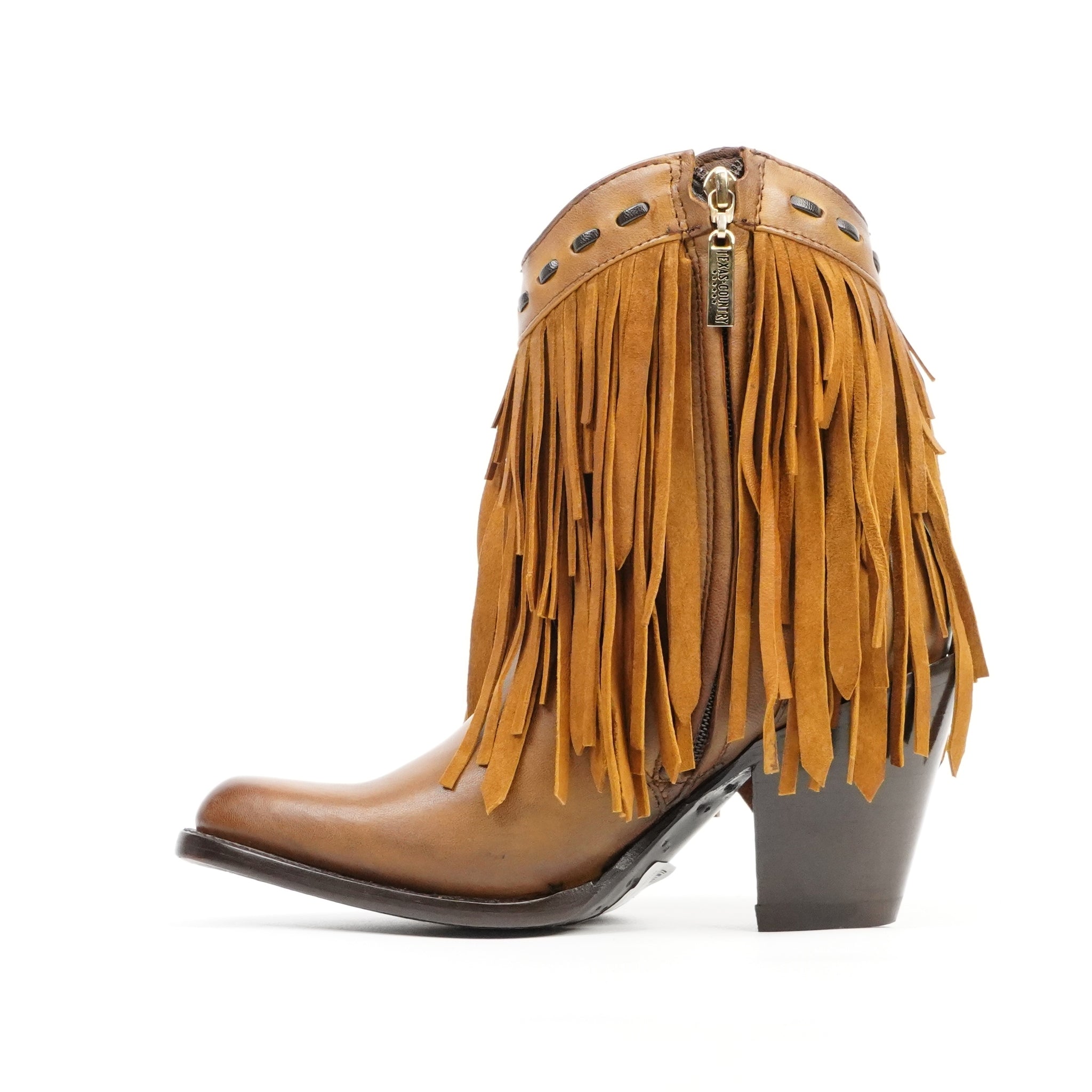 Austin Frills Honey Tan Booties - J Toe