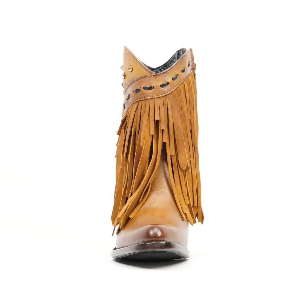 Austin Frills Honey Tan Booties - J Toe